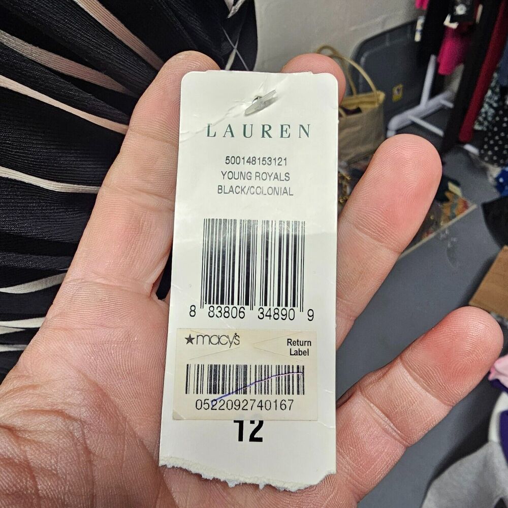 Lauren Ralph Lauren One Shoulder Dress 12 Black Ruched Bodycon Cocktail NWT - Picture 3 of 10